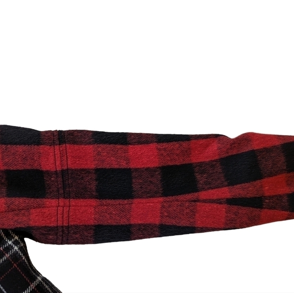 April May Plaid Buffalo Check Wool Blend Jacket Open Front Blazer Coat M - Picture 4 of 15